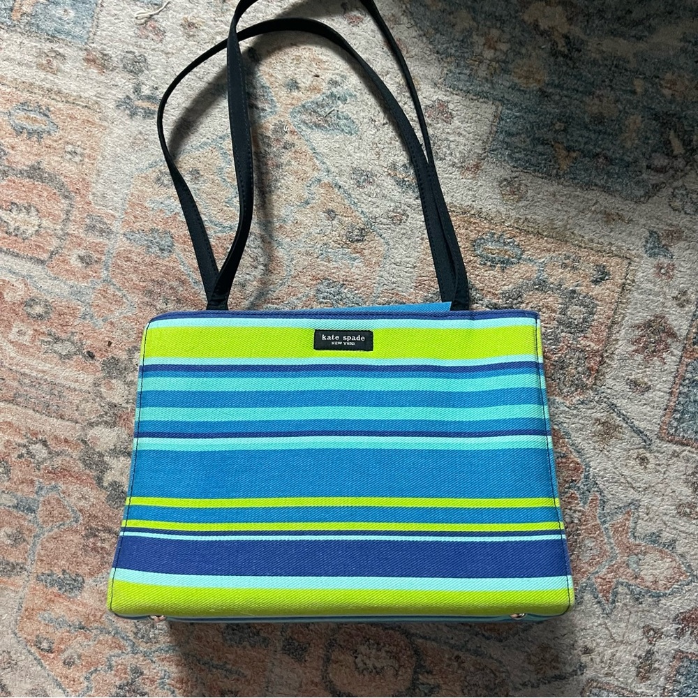 Kate Spade Blue and Green Striped Shoulder Bag
